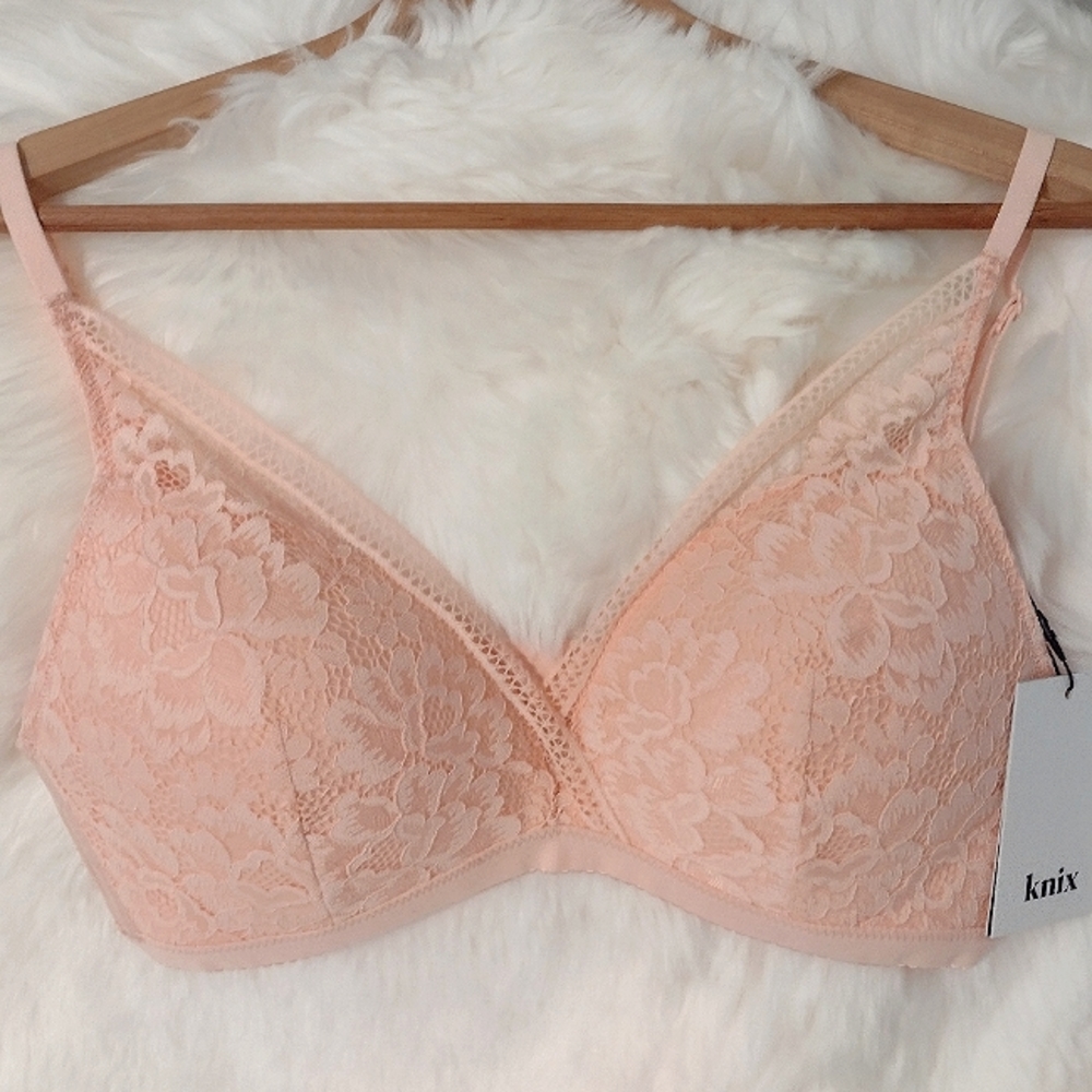 NWT Knix deep v bralette, L, honey peach